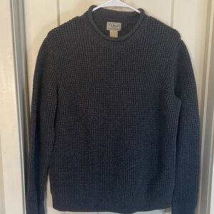 Vintage L.L. Bean Men's Charcoal Heavy Cotton Crewneck Sweater
